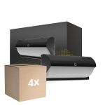 Lot 4x Bright Choice Hublot LED Noir 12W 1200lm - 840 Blanc Froid | IP54 - Détecteur De Lumière 