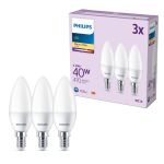 Lot 3x Philips Ampoule LED E14 Bougie Dépolie 5W 470lm - 827 