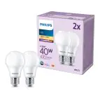 Lot 2x Philips Ampoule LED E27 Poire Dépolie 5W 470lm - 827 